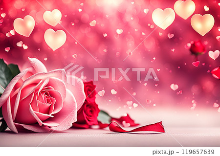 Valentine day background and texture with pink,red, heart,rose. Love concept. Valentine day banner design. 119657639