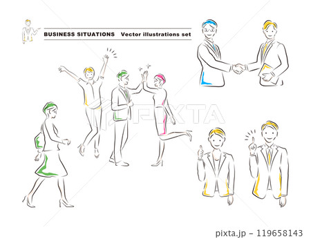 色々なビジネスシーンをまとめたイラストセット 色々なビジネスシーンをまとめたイラストセット 119658143