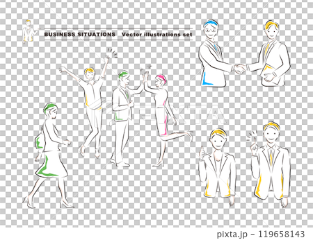色々なビジネスシーンをまとめたイラストセット 色々なビジネスシーンをまとめたイラストセット 119658143