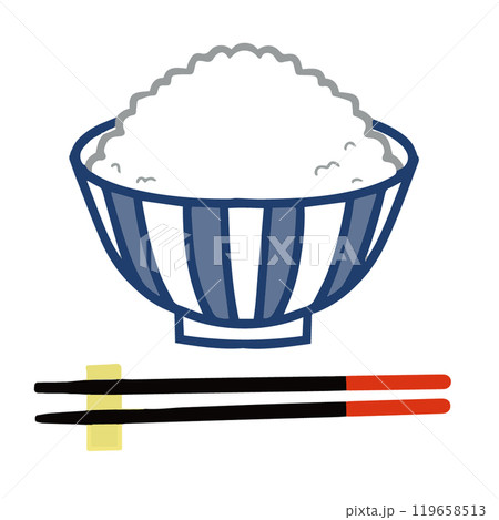 お箸とシンプルな白いご飯のイラスト 119658513