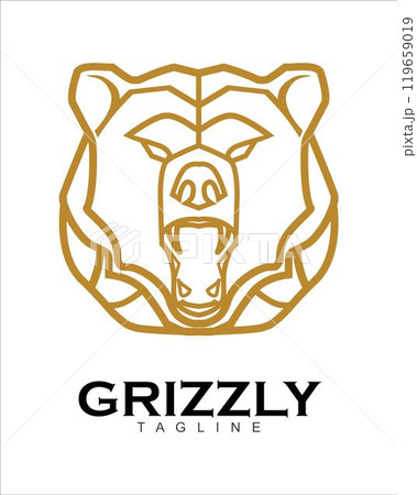 Fearless grizzly. Roaring grizzly bear. grizzly head. Elegance Roaring grizzly in monogram style, combine with text Fearless grizzly. Roaring grizzly bear. grizzly head. Elegance Roaring grizzly in monogram style, combine with text 119659019