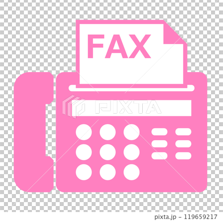 文章やファックス送付案内で電話機で送受信するイラスト 119659217