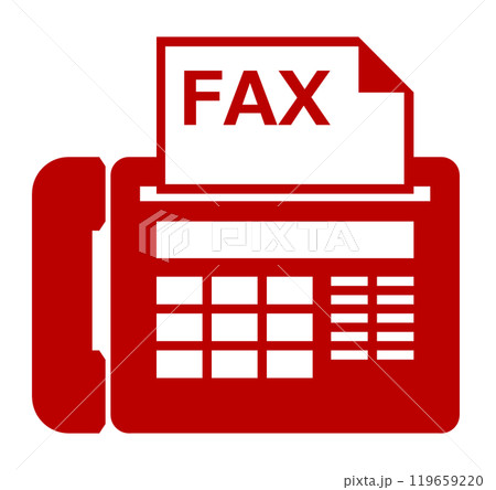 文章やファックス送付案内で電話機で送受信するイラスト 119659220