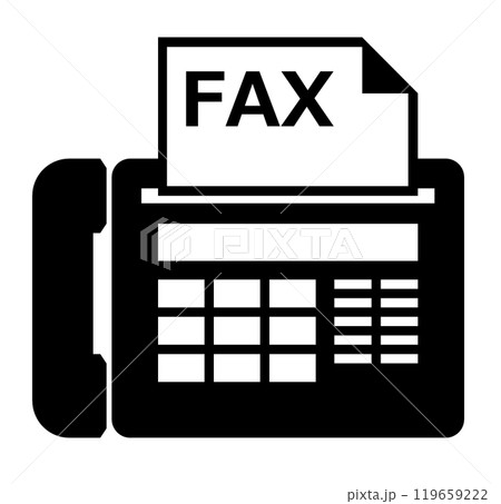 文章やファックス送付案内で電話機で送受信するイラスト 119659222