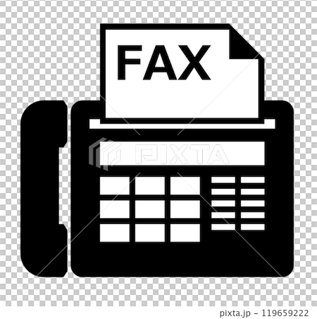 文章やファックス送付案内で電話機で送受信するイラスト 119659222