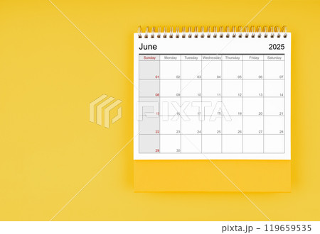 June desk calendar for 2025 year. Blank calendar for your appointment or reminder. June desk calendar for 2025 year. Blank calendar for your appointment or reminder. 119659535