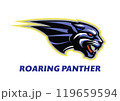 Fearless Panther. Roaring Predator. Roaring Panther. Panther head. Roaring fang face. Combine with text 119659594