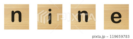 Nine word with wood blocks Nine word with wood blocks 119659783