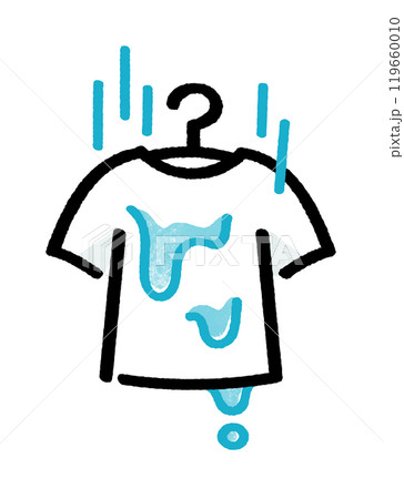 雨に濡れた洗濯物 119660010
