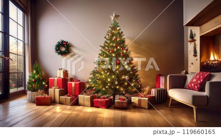 クリスマスツリーとプレゼントのコピースペース6 クリスマスツリーとプレゼントのコピースペース6 119660165
