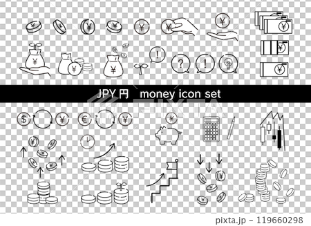 Japanese yen money asset management icon set Japanese yen money asset management icon set 119660298