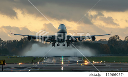 ジャンボジェット機のイメージ01 ジャンボジェット機のイメージ01 119660874