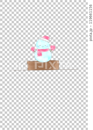 Snowman sitting on a half note 119661156