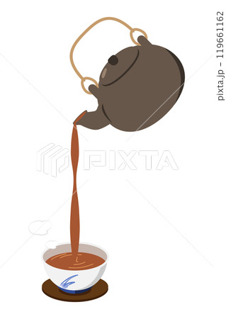 汲み出し茶碗に急須でお茶を注ぐイラスト 汲み出し茶碗に急須でお茶を注ぐイラスト 119661162