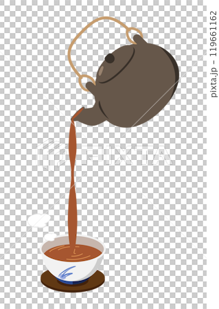 汲み出し茶碗に急須でお茶を注ぐイラスト 汲み出し茶碗に急須でお茶を注ぐイラスト 119661162