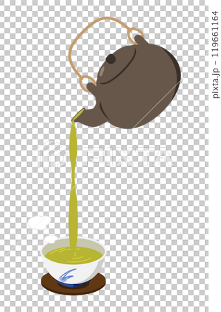 汲み出し茶碗に急須でお茶を注ぐイラスト 汲み出し茶碗に急須でお茶を注ぐイラスト 119661164