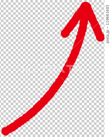 Red pen hand-drawn arrow illustration 8 rising to the right 119661685