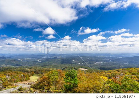 秋のえぼしスキー場 石子展望台からの風景 俯瞰 宮城県蔵王町 秋のえぼしスキー場 石子展望台からの風景 俯瞰 宮城県蔵王町 119661977