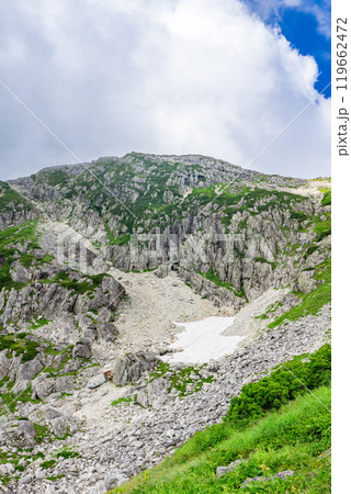 黒部五郎カールと残雪　北アルプスの黒部五郎岳の登山 119662472