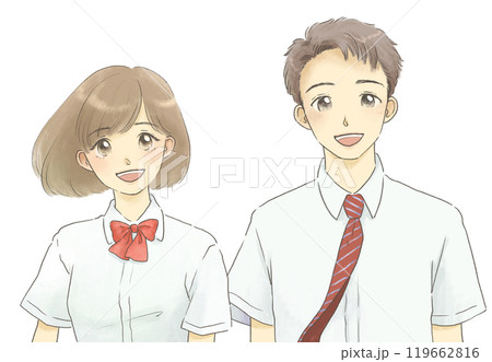 制服を着た男女のイラスト　半袖 119662816