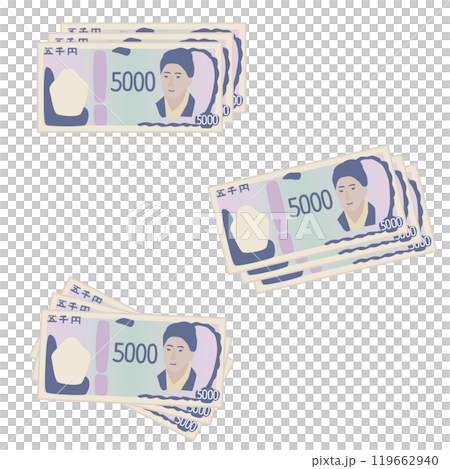 Three illustrations of the new 5,000 yen bills 119662940