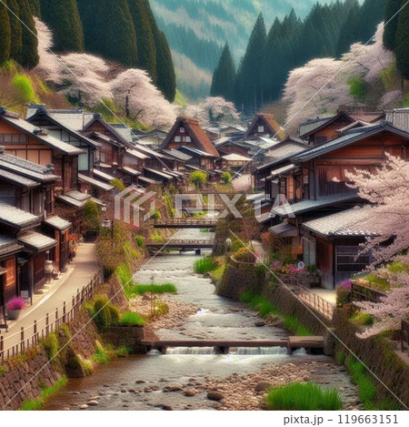 春の白川郷 119663151