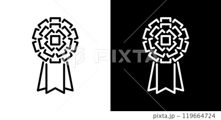 当選の花のシンプルなラインアイコンセット 119664724