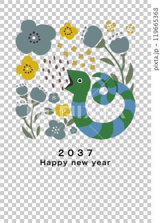 2037年　巳年　年賀状テンプレート 119665368