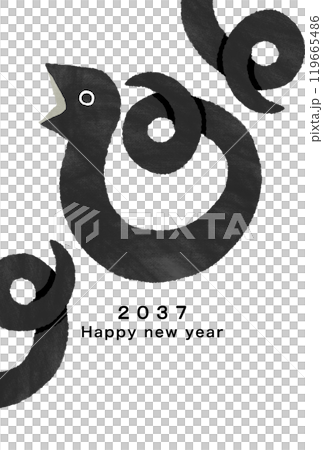 2037年　巳年　年賀状テンプレート 119665486