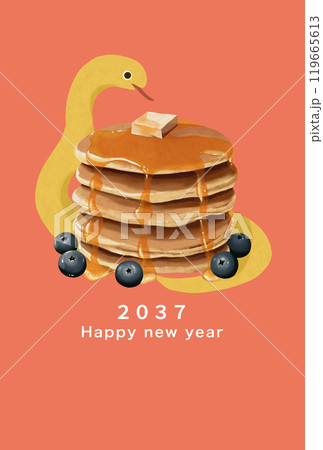 2037年 巳年 年賀状テンプレート 2037年 巳年 年賀状テンプレート 119665613