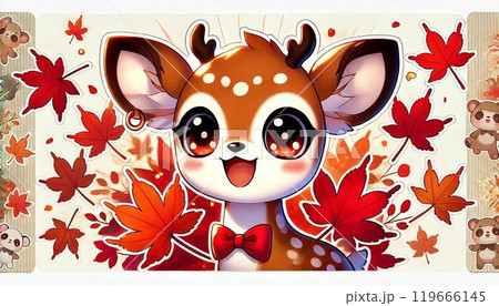 秋のかわいいシカ 秋のかわいいシカ 119666145