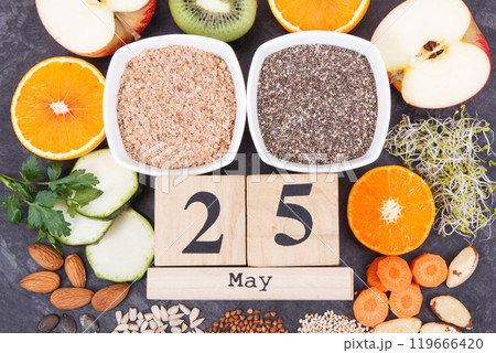 May 25 on cube calendar and best food for healthy thyroid. World Thyroid Day 119666420