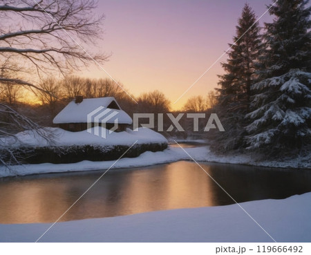 rural house in the forest 119666492