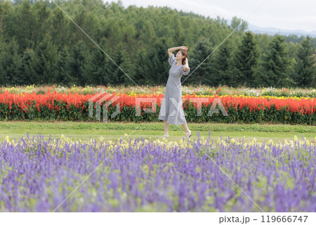 花畑を散歩するj女性 花畑を散歩するj女性 119666747
