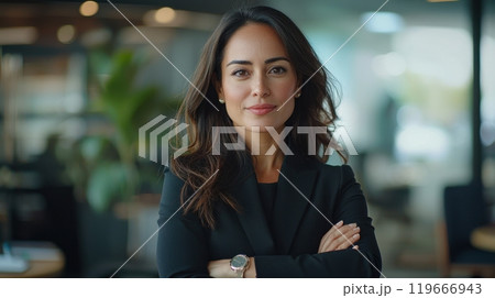 Confident Businesswoman in Modern Office Setting Confident Businesswoman in Modern Office Setting 119666943