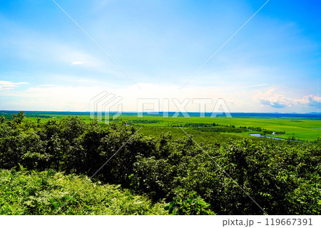 北海道　細岡展望台から望む釧路湿原 119667391