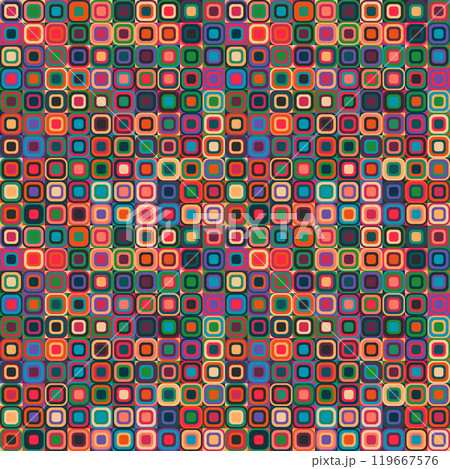 Abstract illustration, squares, rounded squares, seamless pattern 119667576