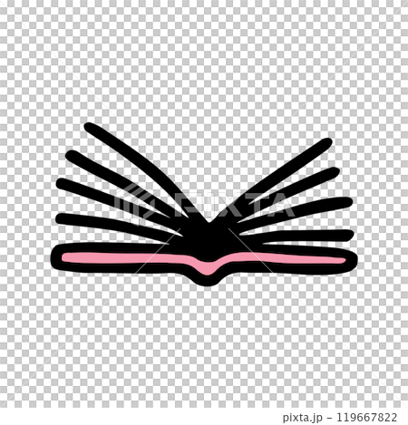 Doodle book icon handdrawn with thin line and colored with colorful blobs Doodle book icon handdrawn with thin line and colored with colorful blobs 119667822