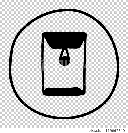 Doodle letter, open end button string envelope hand drawn with thin black line 119667840