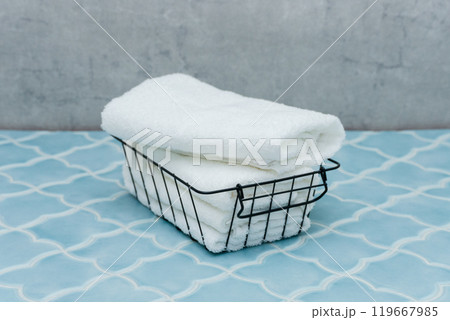 ワイヤーバスケットに入ったタオル|洗濯物収納イメージ ワイヤーバスケットに入ったタオル|洗濯物収納イメージ 119667985