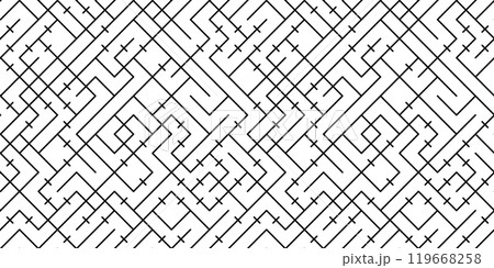 Seamless pattern of lines.  Monochrome background of intersecting lines. Template for cover, banner, poster and creative design Seamless pattern of lines.  Monochrome background of intersecting lines. Template for cover, banner, poster and creative design 119668258