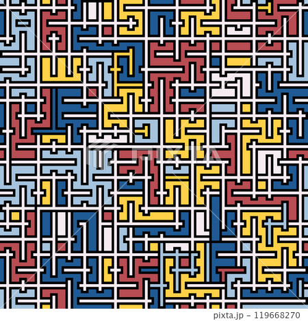 Seamless geometric pattern. Colorful background of arbitrary shapes. Abstract composition for textures, packaging, wallpapers, covers, banners and posters. A creative idea in a flat style Seamless geometric pattern. Colorful background of arbitrary shapes. Abstract composition for textures, packaging, wallpapers, covers, banners and posters. A creative idea in a flat style 119668270