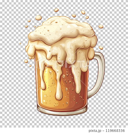 Generative ai illustration Cartoon Of a Foamy Beer Mug 119668336