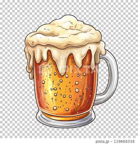 Generative ai illustration Cartoon Of a Foamy Beer Mug 119668338