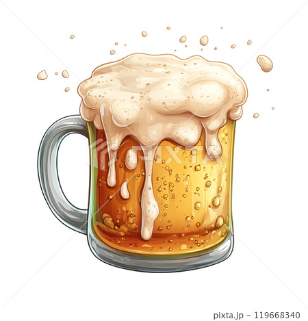 Generative ai illustration Cartoon Of a Foamy Beer Mug 119668340