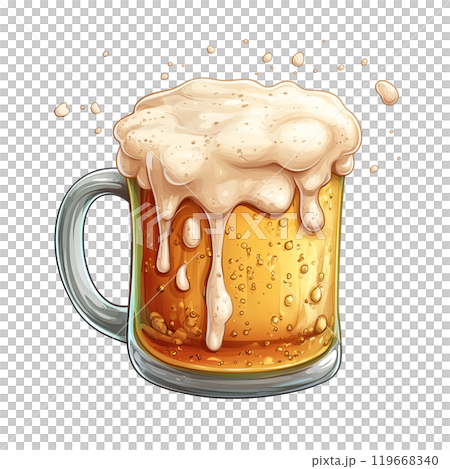 Generative ai illustration Cartoon Of a Foamy Beer Mug 119668340