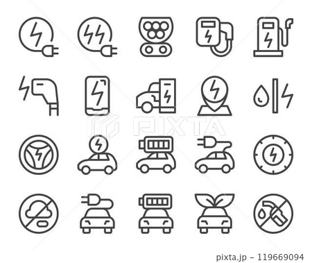 electric car,ev car line icon set 119669094