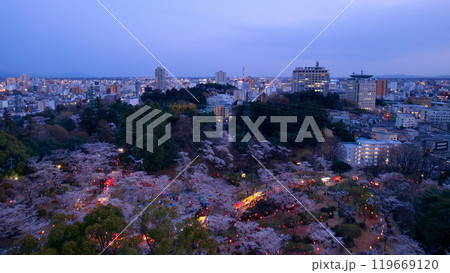 宇都宮市 宇都宮タワーから見た八幡山公園と街並み 宇都宮市 宇都宮タワーから見た八幡山公園と街並み 119669120