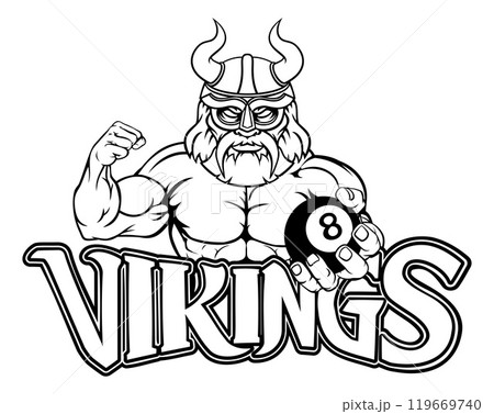 Viking Pool 8 Ball Billiards Mascot Cartoon 119669740