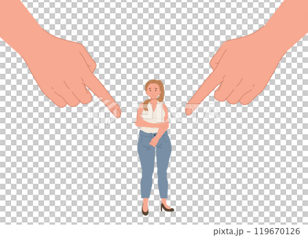Bullying and Body Shaming. Plus Size Woman Facing Social Criticism and Body Judgments Bullying and Body Shaming. Plus Size Woman Facing Social Criticism and Body Judgments 119670126